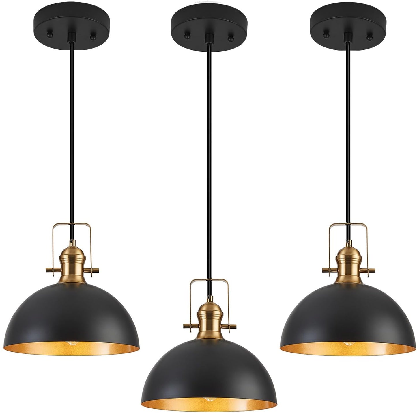 Lámpara colgante estilo granja 12pulg negro mate ajustable