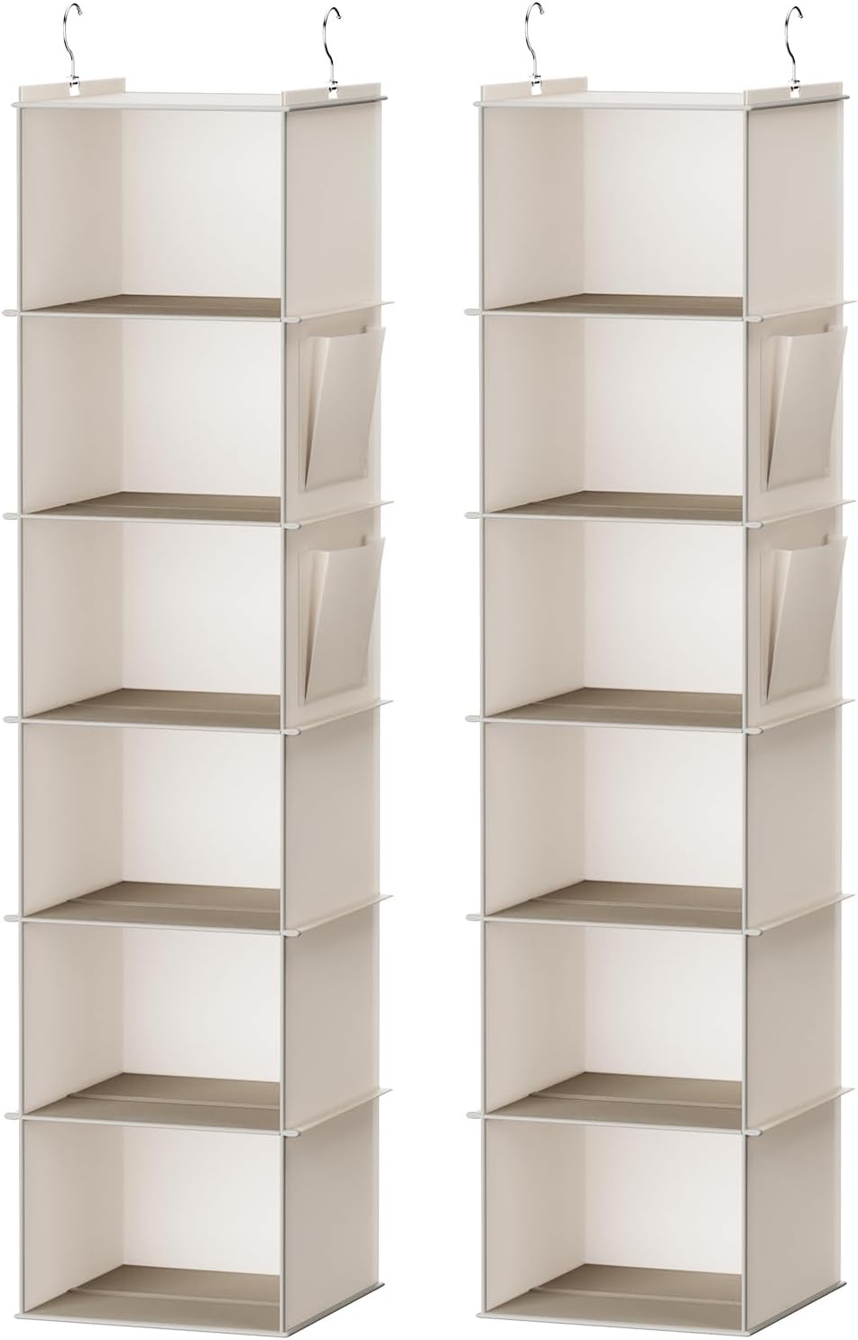 Organiz. colgante armario 6 estantes beige 2 pack