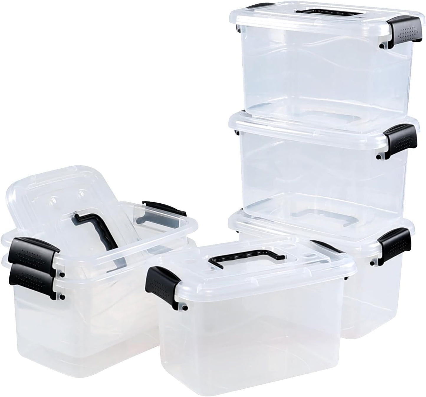 Caja plástico transparente 6qt con asa 6 pzas
