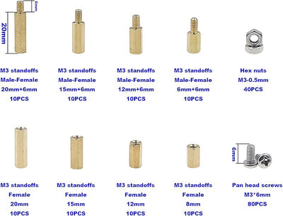Kit tuercas latón M3 espaciador hexagonal macho-hembra