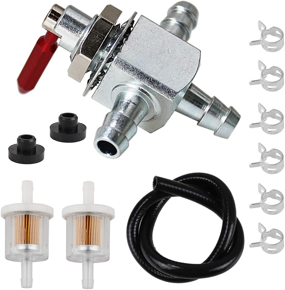 Válvula combustible corte Scag 1/4" acero con kit filtro