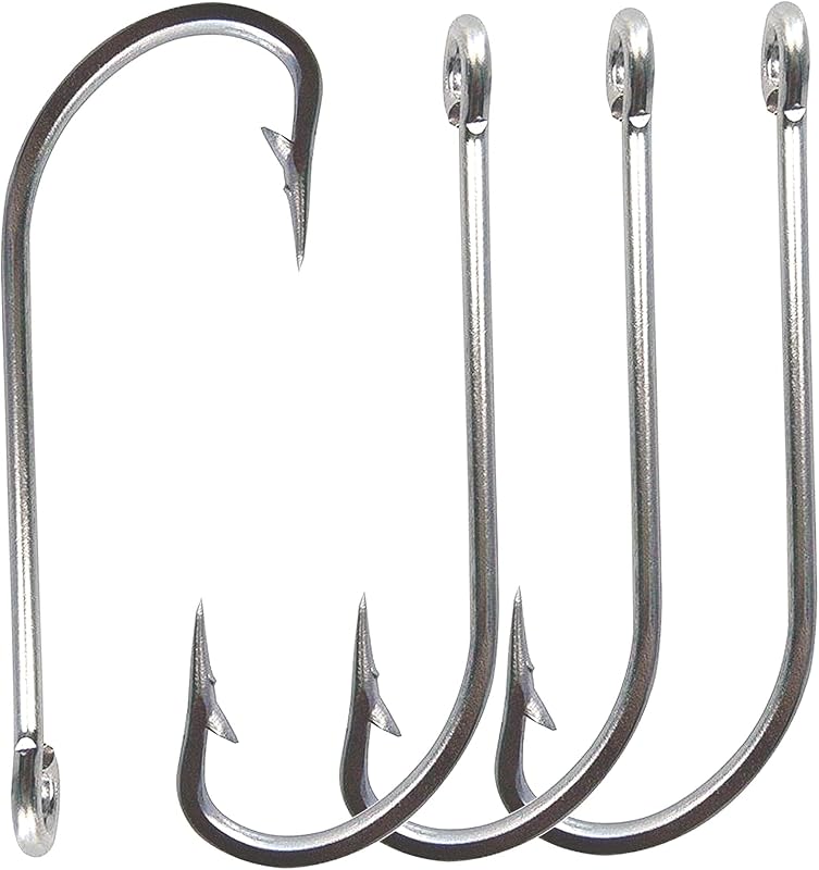 Ganchos pesca acero inox 50pz forma J O'Shaughnessy