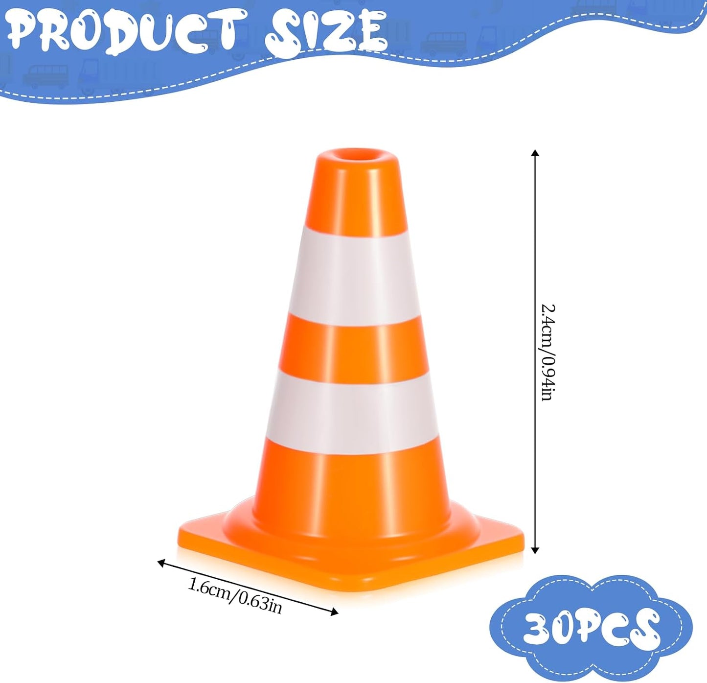 30 Pzas Conos Naranja 1pulg Bloqueo Carretera