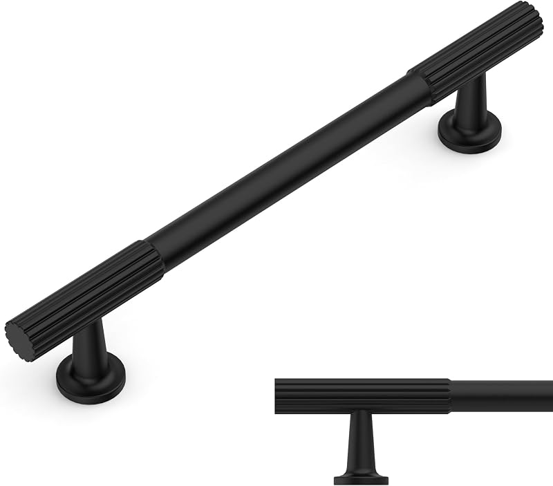 10 Tiradores cocina negro mate orificio 5"