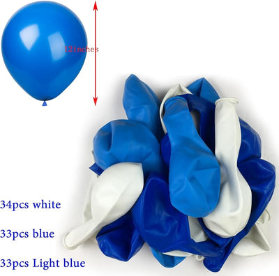 100 Globos Látex 12pulg Blanco y Azul Claro