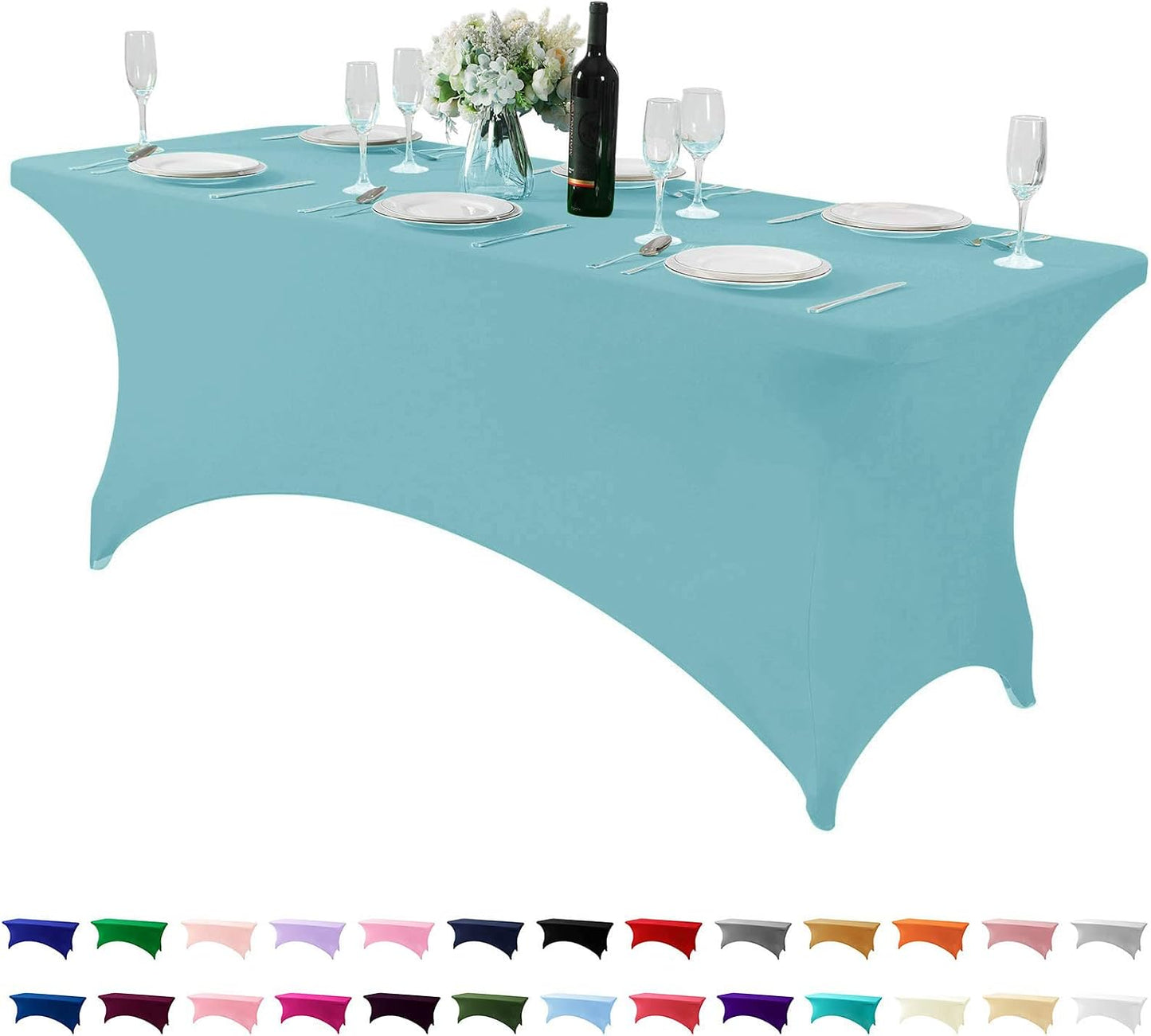 Mantel elastano ajustable para mesa 6-8ft eventos aguamarina