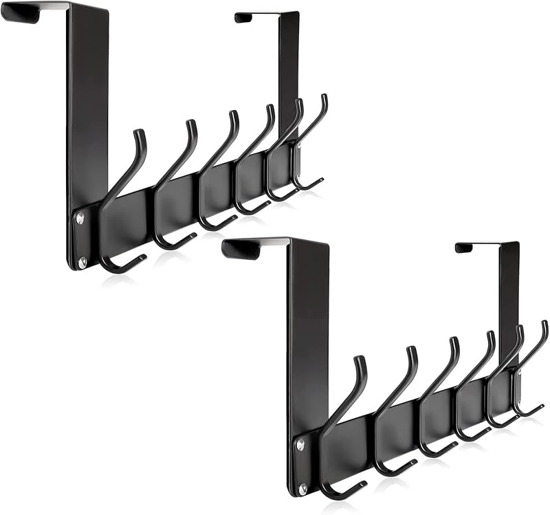 2 Ganchos Plegables para Puerta Negro Mate Resistente