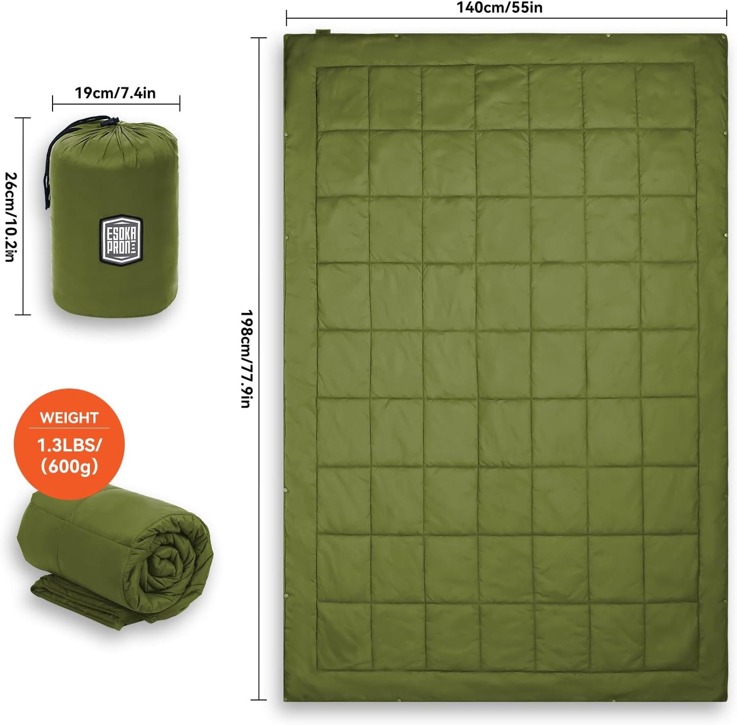 Manta multifuncional ultraligera para camping y viaje