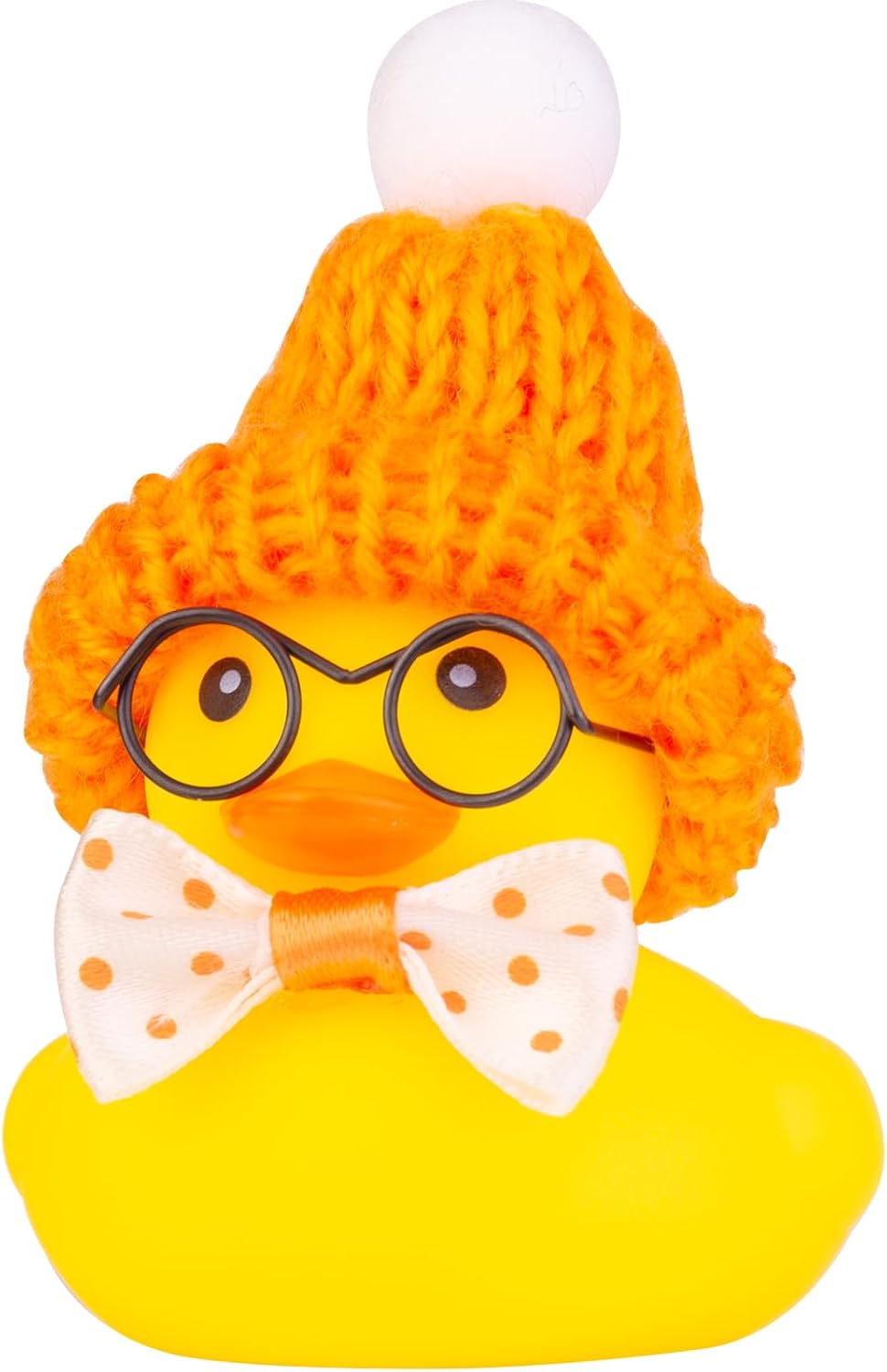 Adorno pato goma automóvil invierno con gorro y lentes
