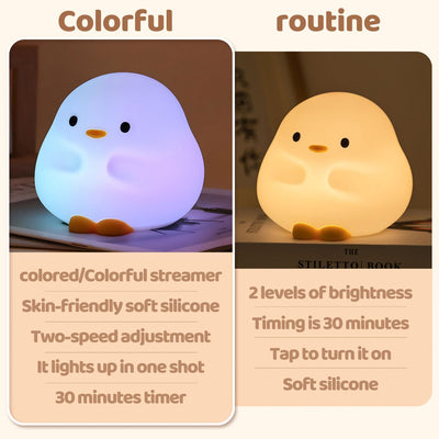 Luz nocturna pato silicona para niños recargable USB