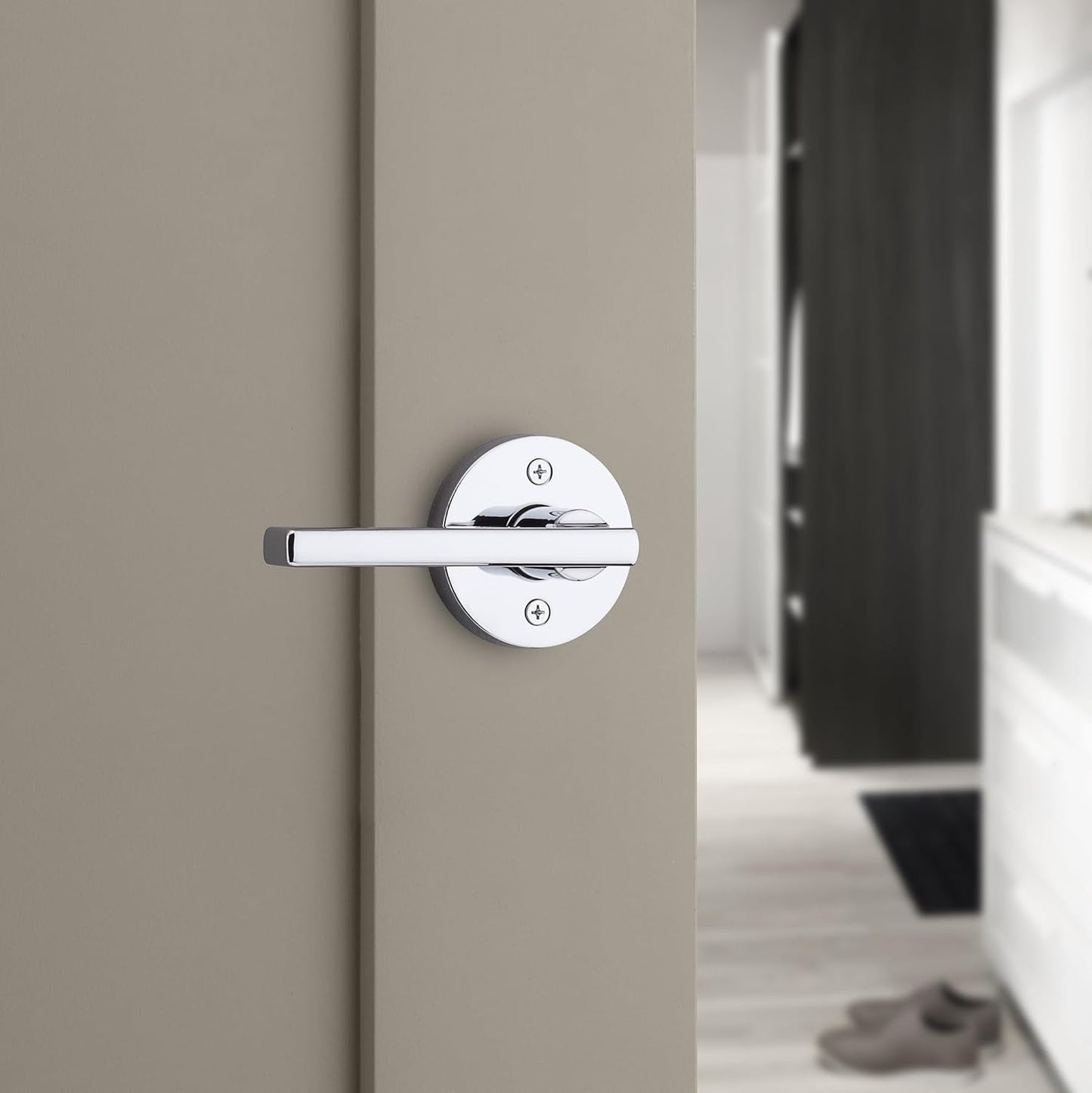 Manija puerta baño dormitorio cerradura botón presión cromo