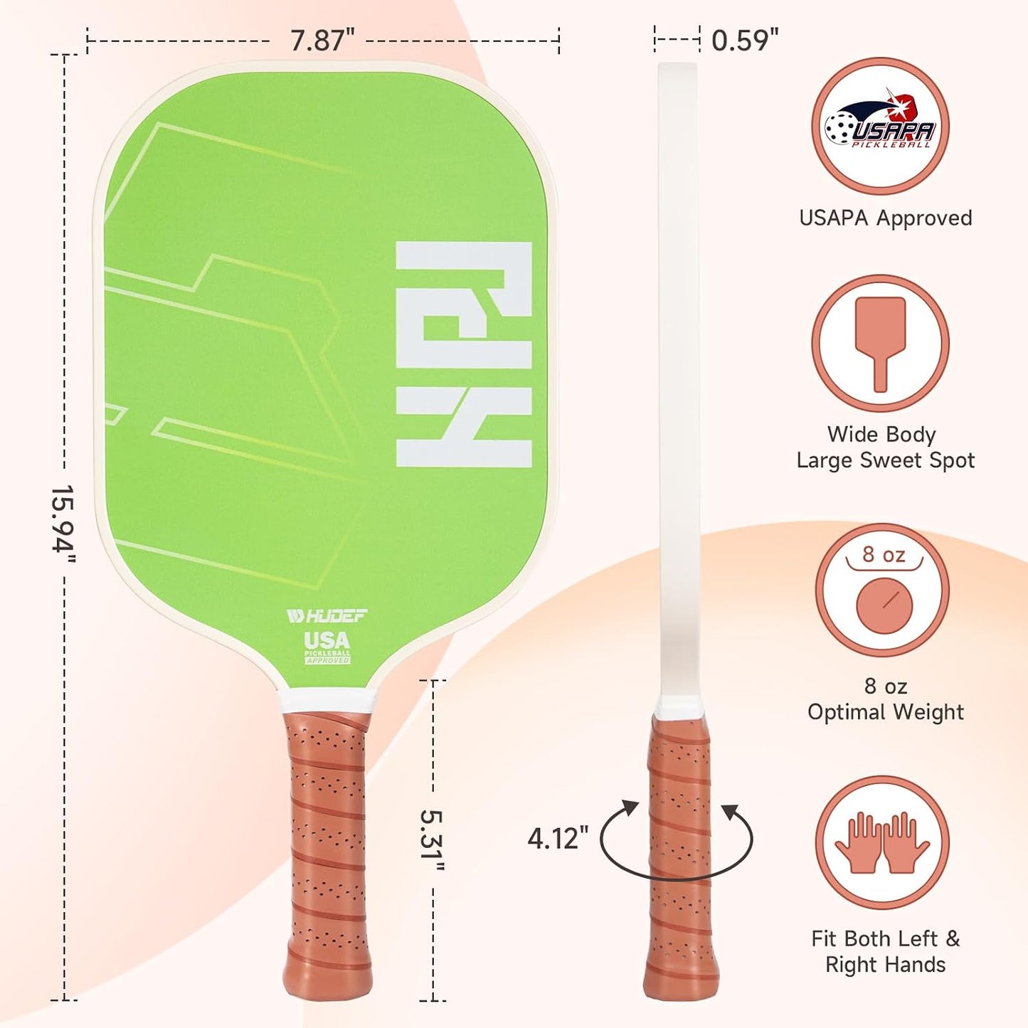 Set paletas pickleball fibra vidrio 4 pelotas bolsa