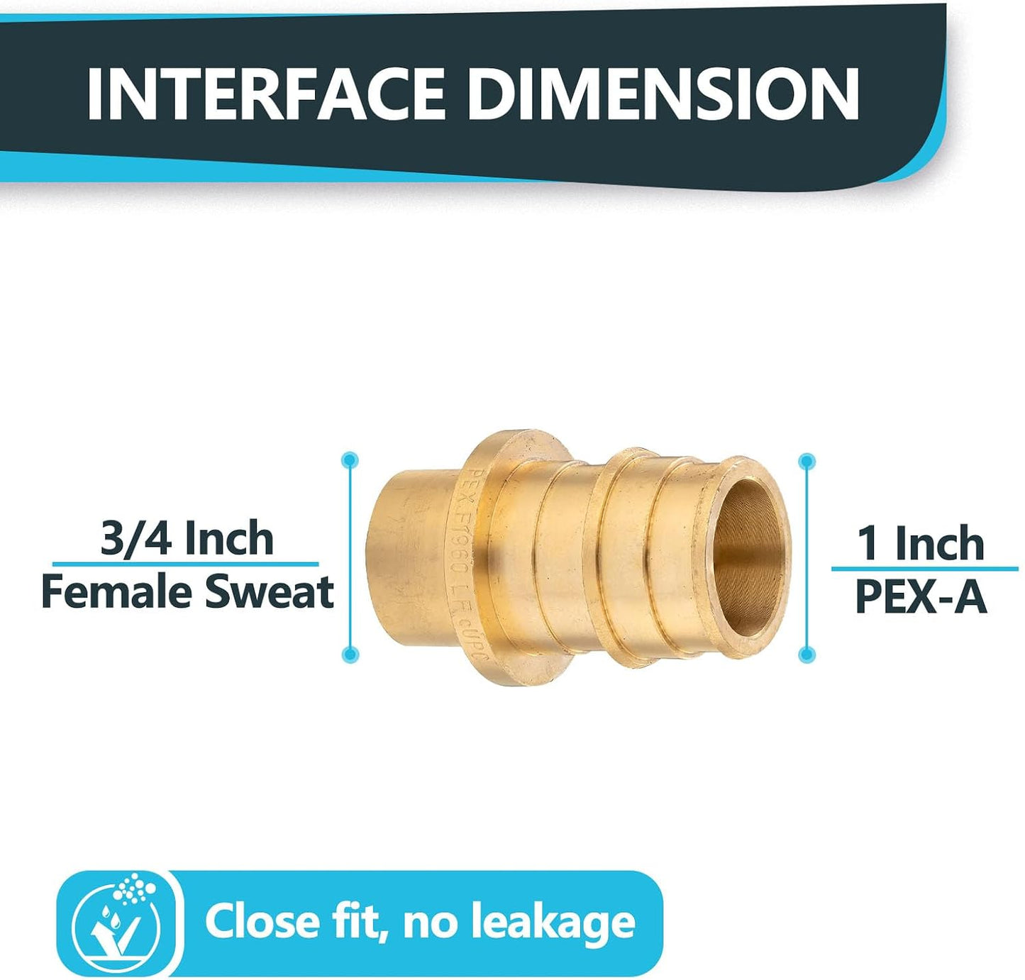 Accesorio PEX-A 1x3/4 pulg latón adaptador sudor hembra