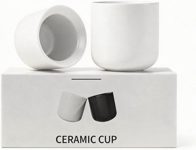Juego de tazas de café de cerámica sin mango para espresso y amantes del café