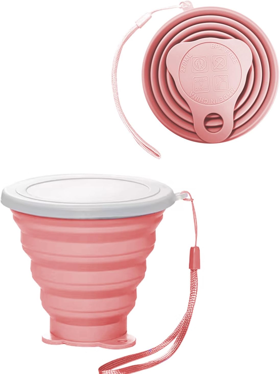 Vaso silicona plegable para acampar 9.1oz rosa