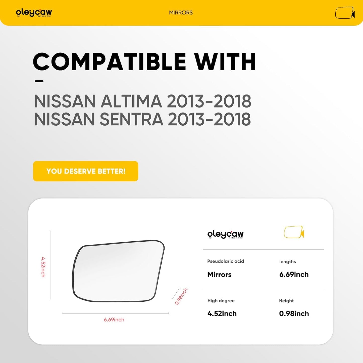 Repuesto vidrio espejo izquierdo Nissan Altima/Sentra