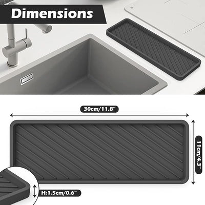 Bandeja silicona fregadero cocina 12x4.3pulg negro