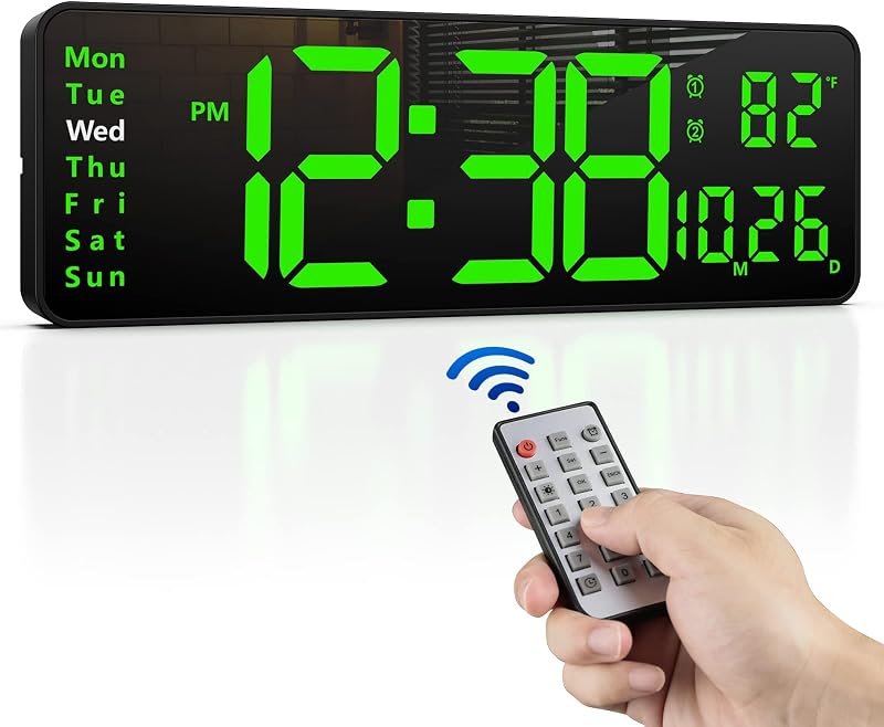 Reloj pared digital 16pulg control remoto temperatura fecha