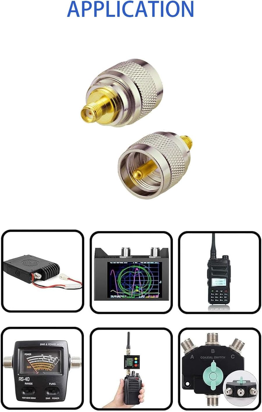 Adaptador coaxial SMA hembra a UHF macho PL259 2 Pzas