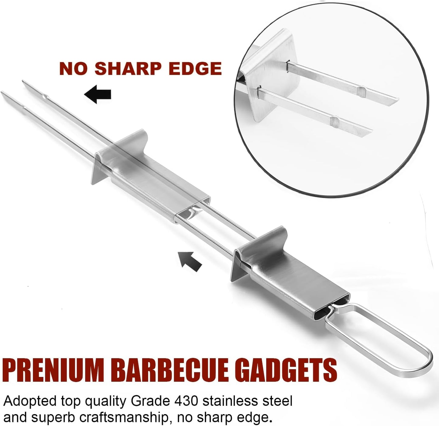 Brochetas Kabob Acero Inox Doble Tenedor 8 Pzas 13pulg
