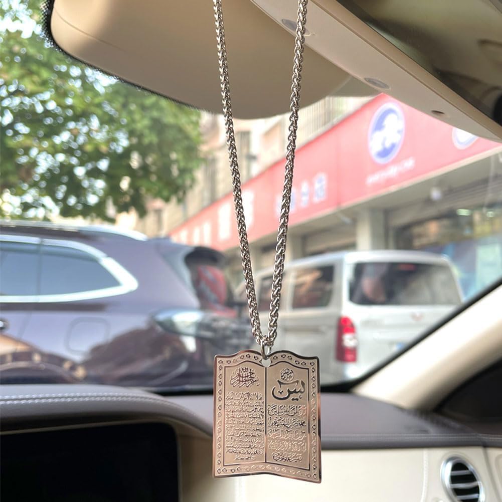 Colgante Quran Ayatul Kursi Yaseen acero inox coche