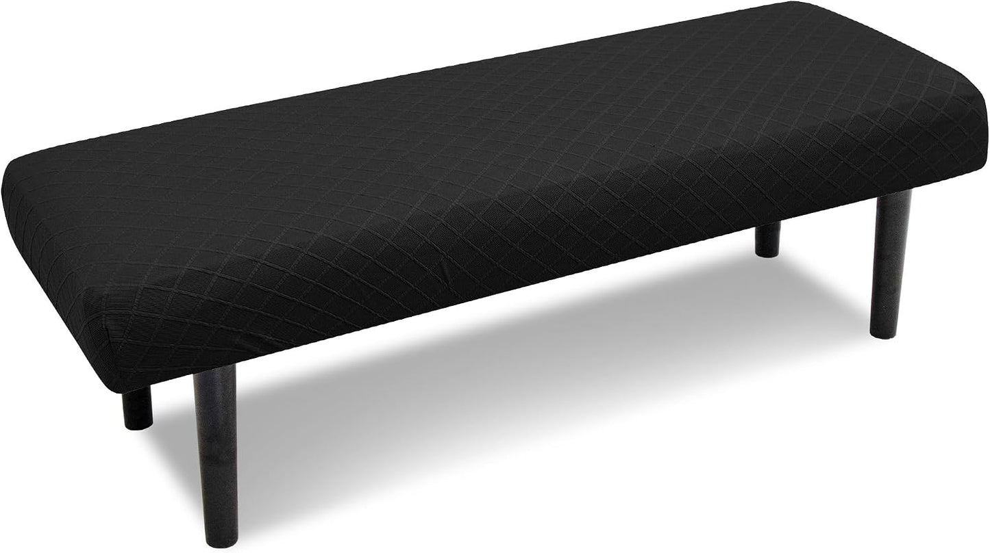 Funda cojín elástica banco rectángulo lavable rombos negro