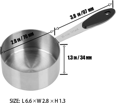 Taza medidora acero inox agarres magnéticos 1/2 taza