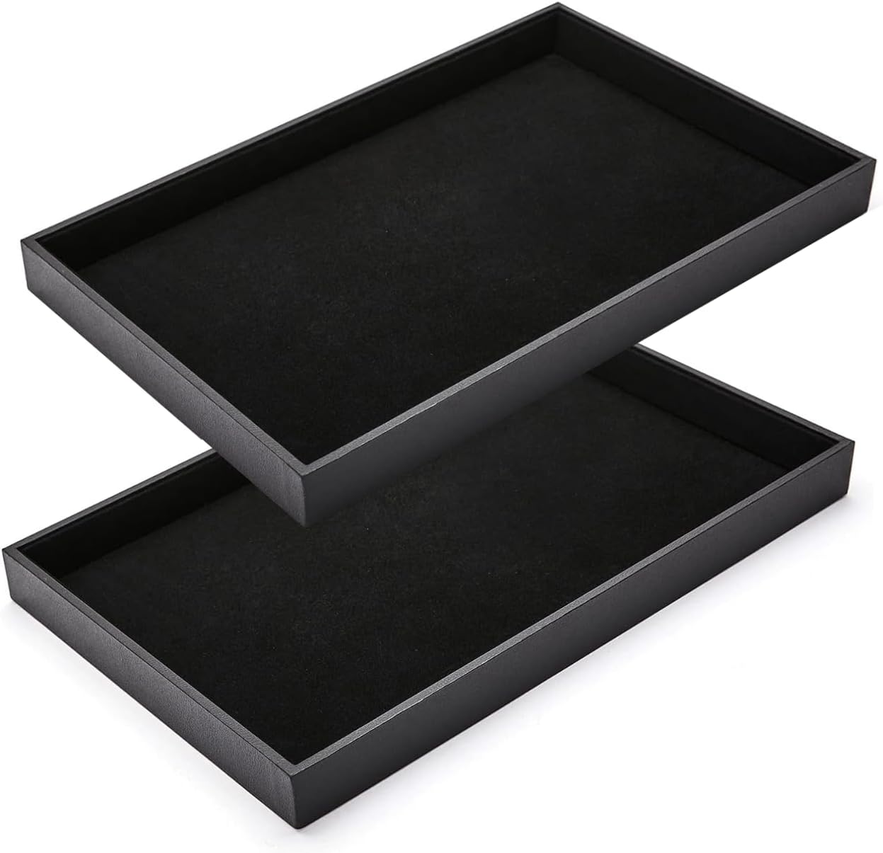 Bandeja apilable terciopelo negro 2 Uds organiz. aretes
