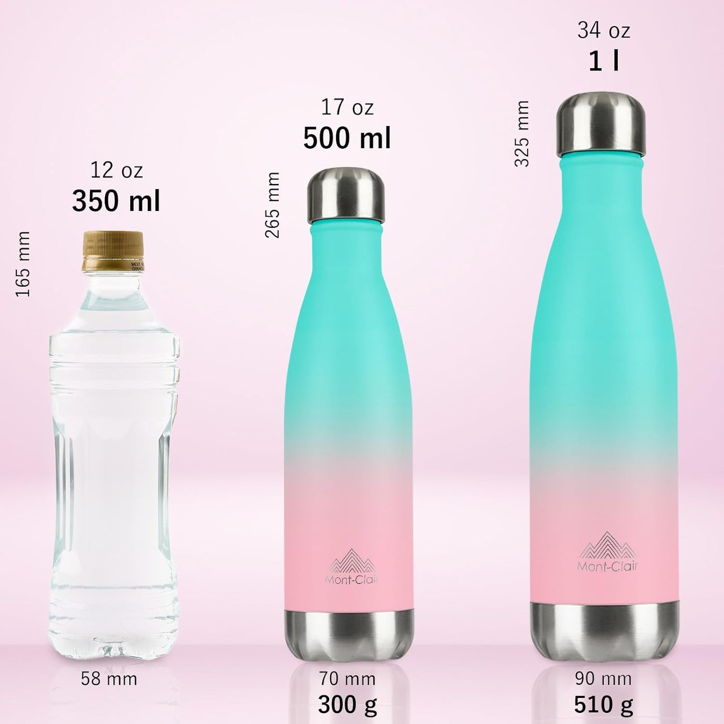 Botella agua acero inox aislada sin BPA 1L termo