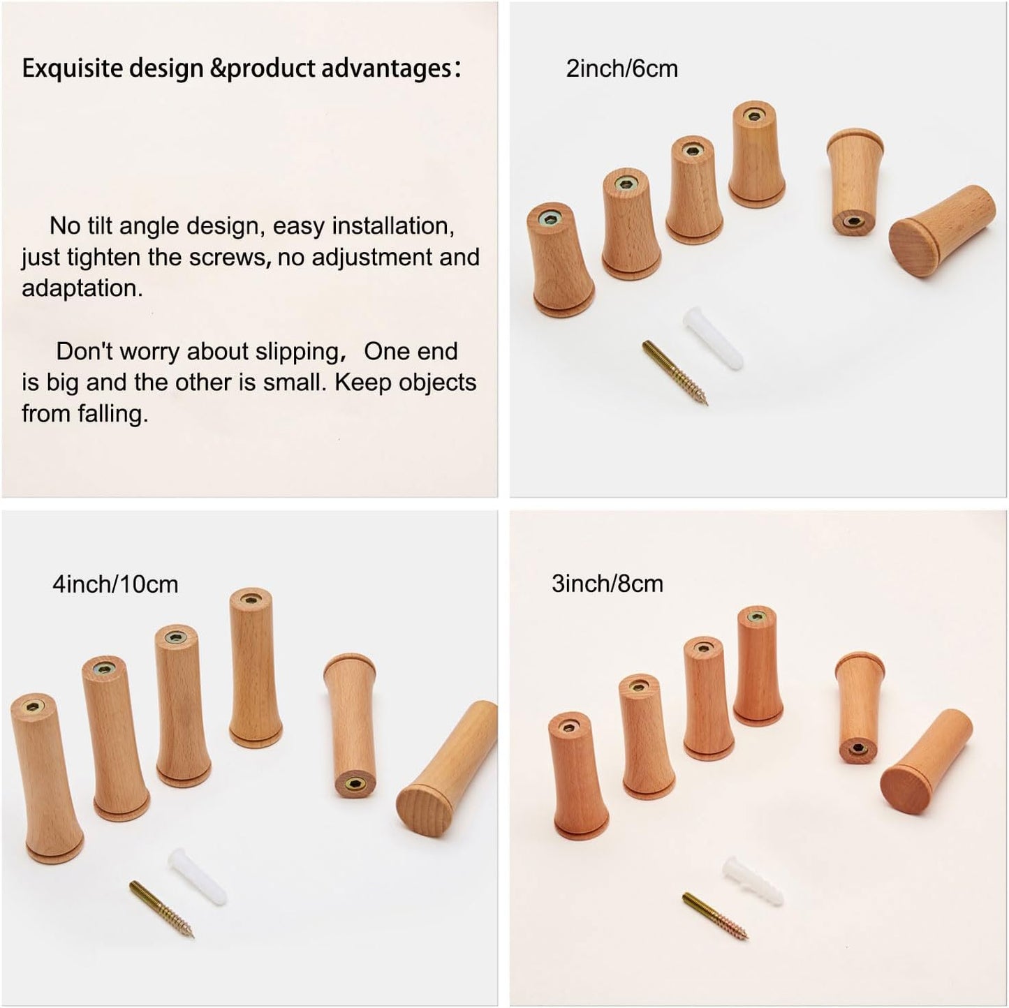 Perchero pared ganchos madera para abrigos sombreros