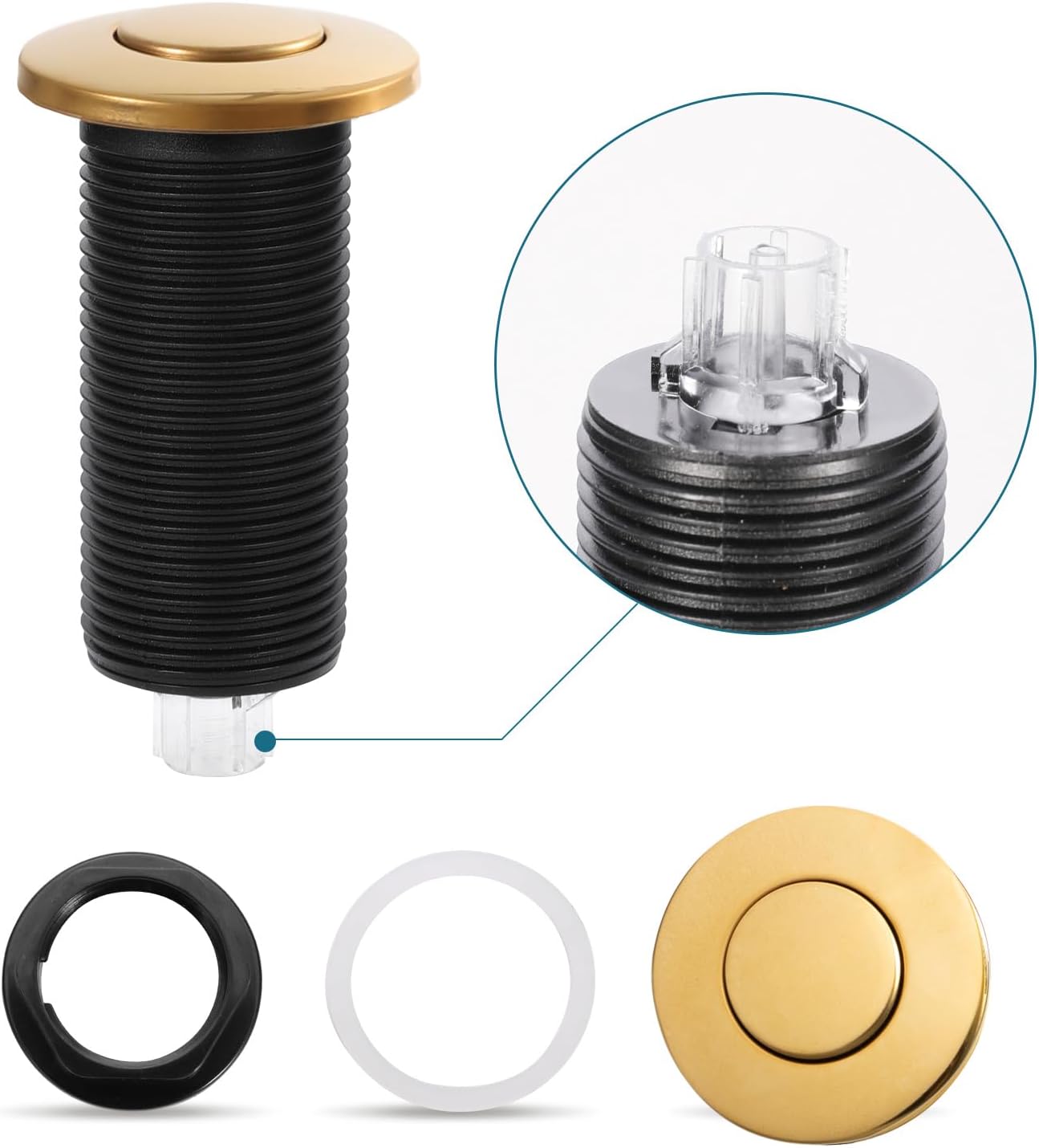 Interruptor aire 2.5pulg acero inox níquel oro