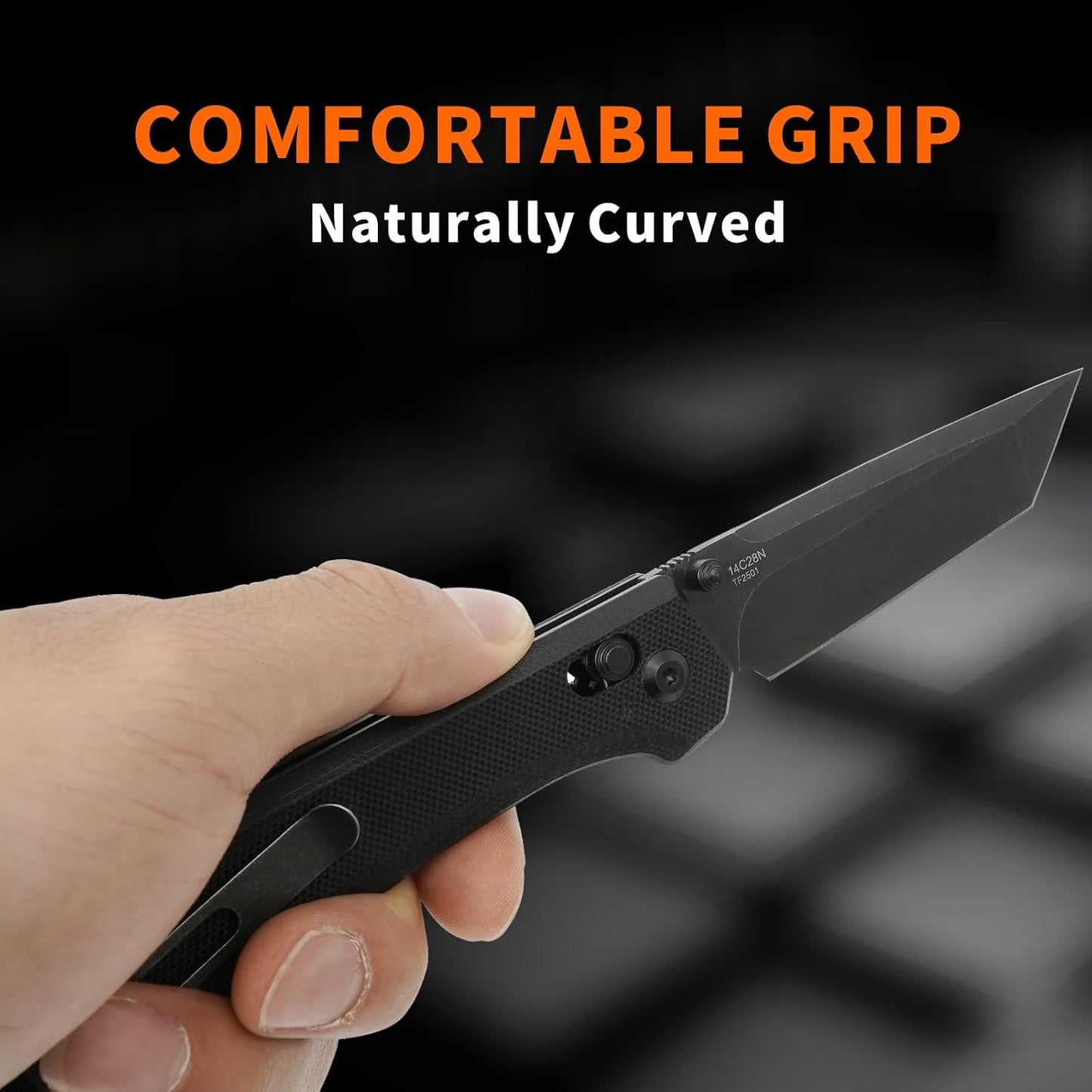 Cuchillo plegable táctico acero 14c28n mango G10 negro