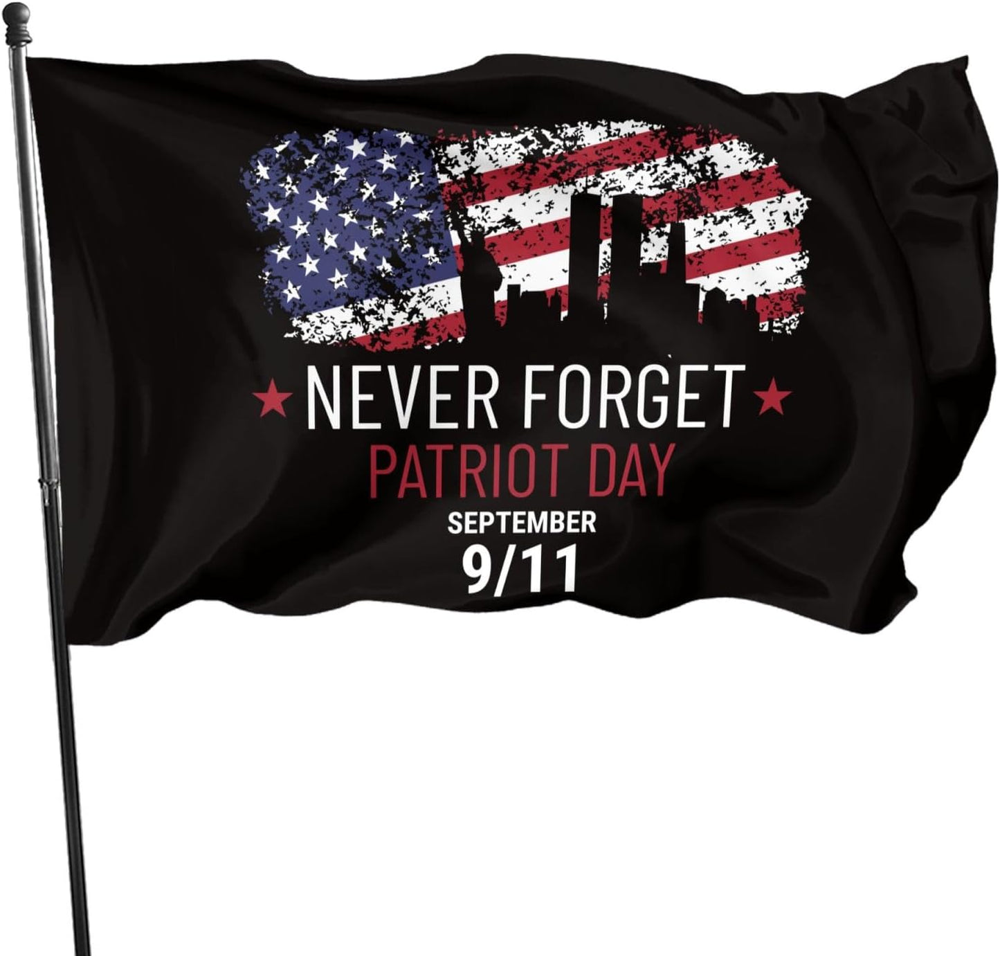 Bandera 3x5ft 911 Never Forget poliéster ojales latón para jardín