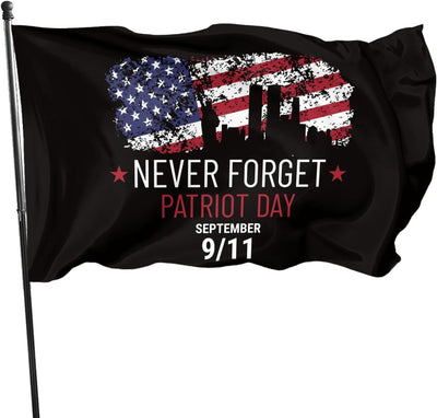 Bandera 3x5ft 911 Never Forget poliéster ojales latón para jardín