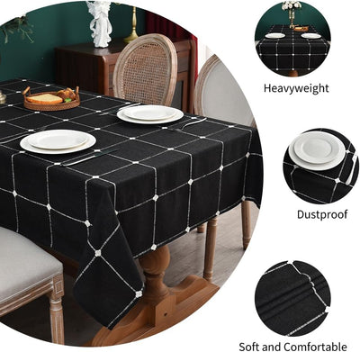 Mantel cuadrado lino negro 53x53pulg suave para fiestas