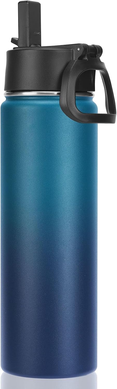 Botella agua acero inox doble pared 22oz con pajita
