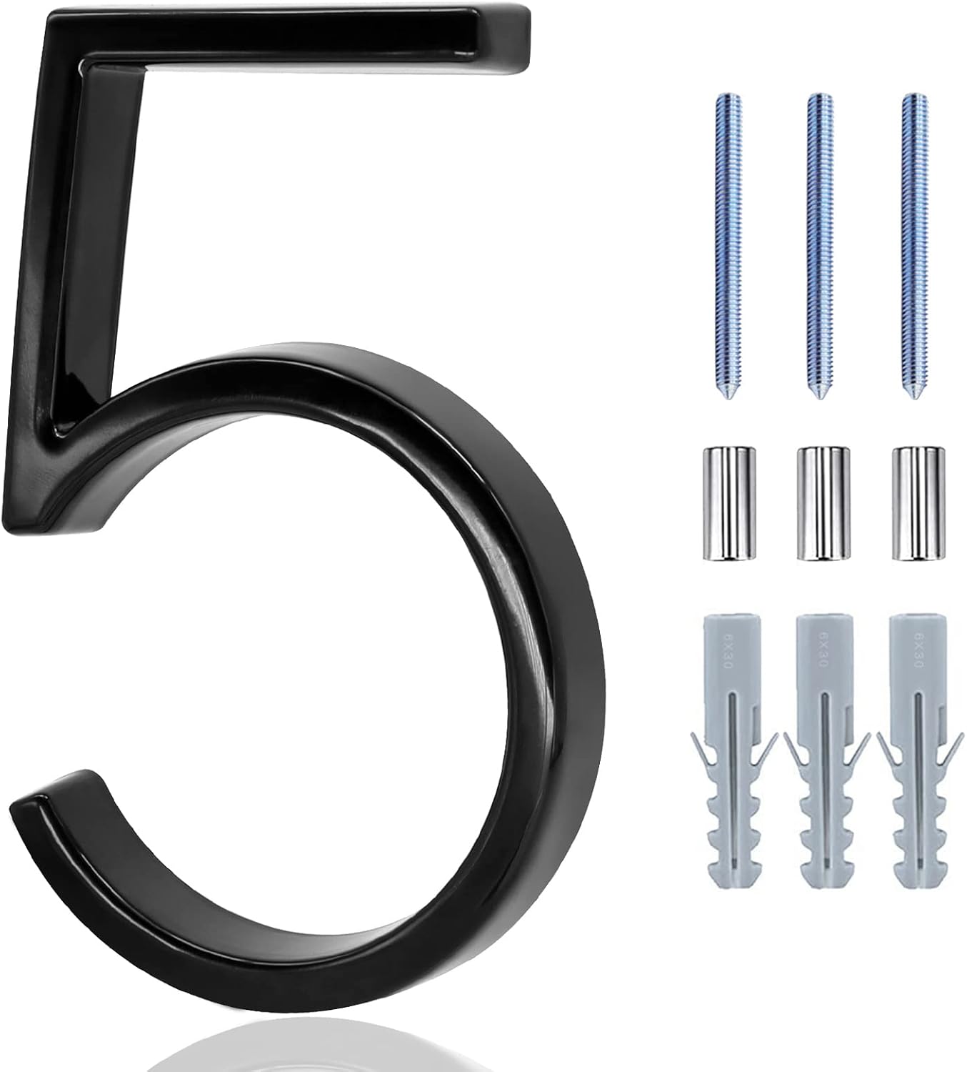 Números flotantes para buzón exterior 5pulg negros con kit
