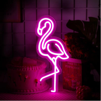 Letrero neón LED flamenco USB decoración navidad cumpleaños bar