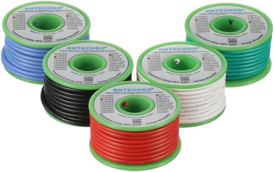Kit cable silicona 16 awg 25pies rojo negro blanco azul verde