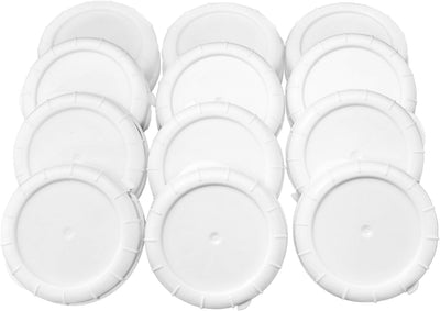 12 Tapas Repuesto Vidrio Plástico Blanco Reutiliz.