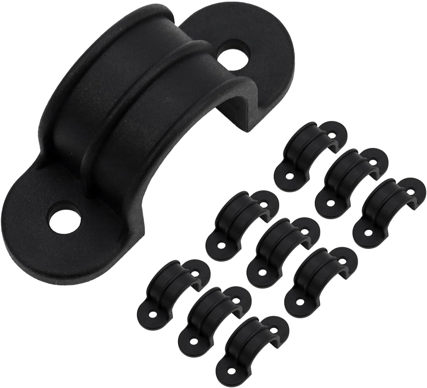 10 Correas Tubo PVC 1pulg U con 2 Agujeros Clips Negros