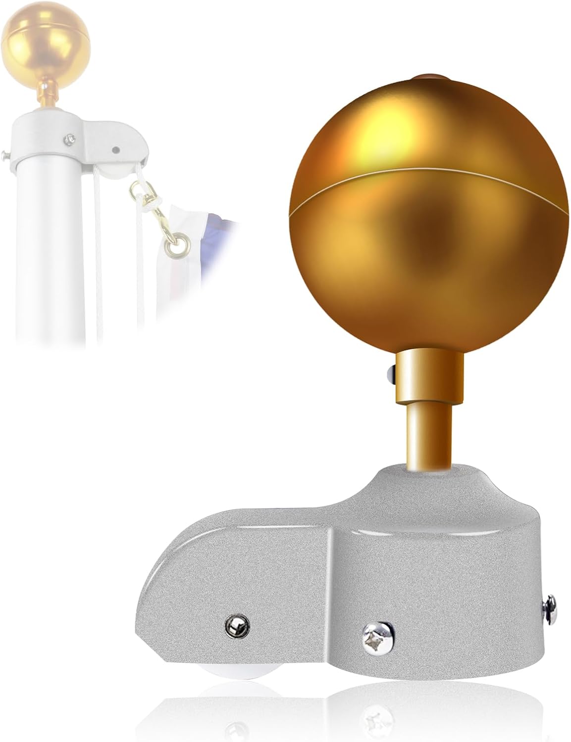 Kit repuesto mástil bandera bola aluminio dorada 1.6-2"