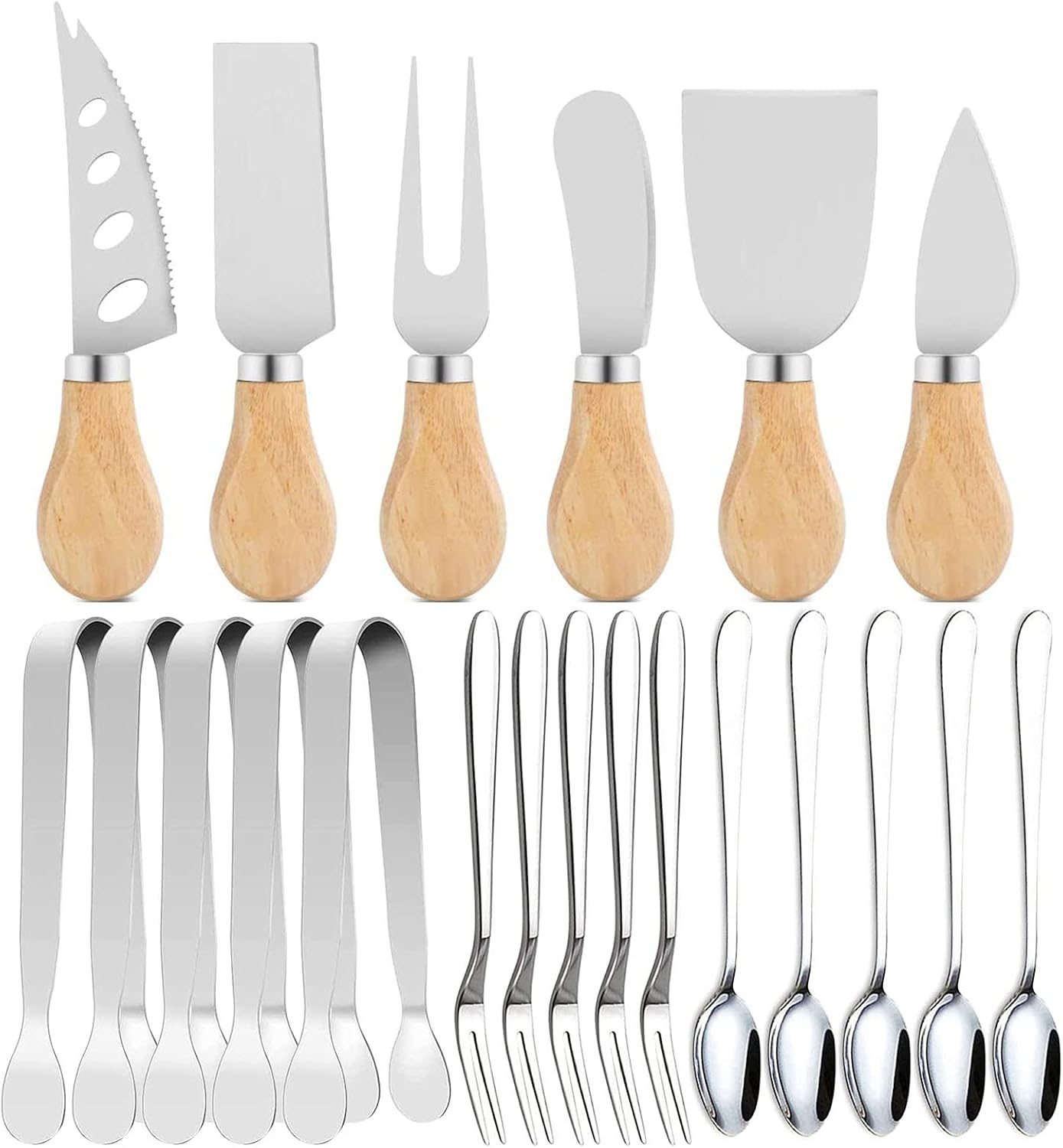 Set 21 cuchillos esparcidor queso acero inox asa madera
