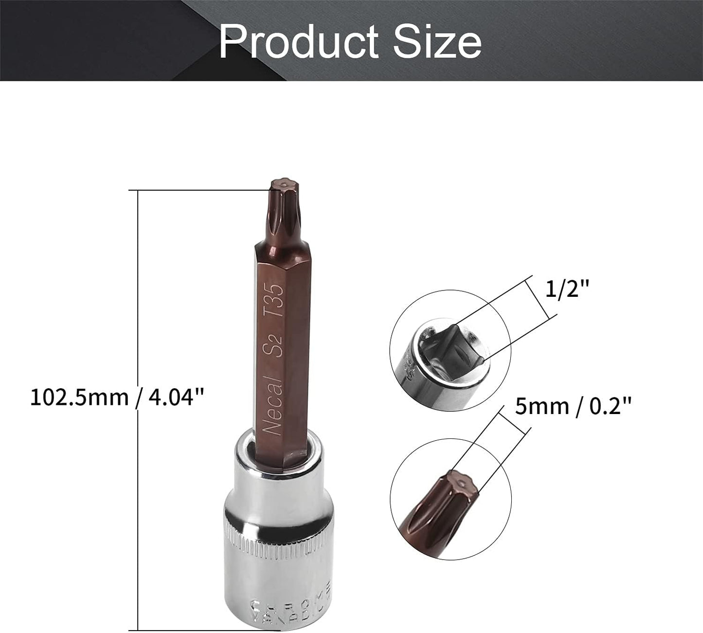 Socket Torx T35 1/2pulg acero 3.937pulg auto impacto