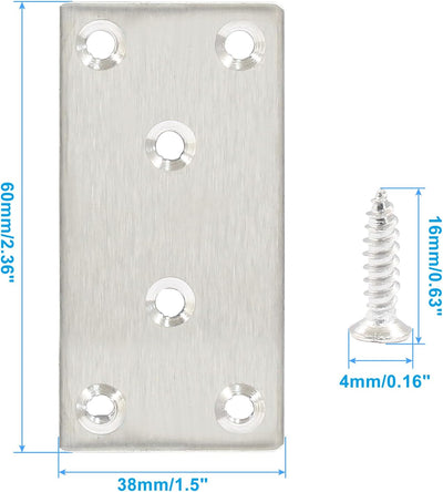 8 Soportes Planos 80x40mm Color Plata para Muebles