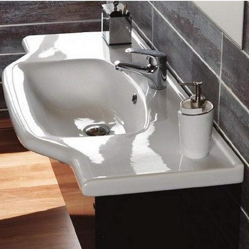 Fregadero baño cerámica pared color blanco