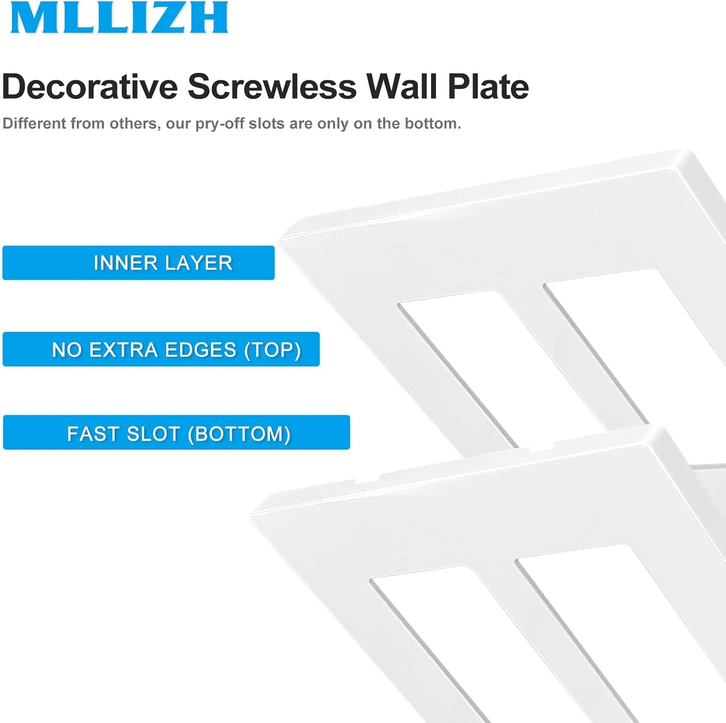 Placas decorativas pared 2 segmentos termoplástica blanco set 10
