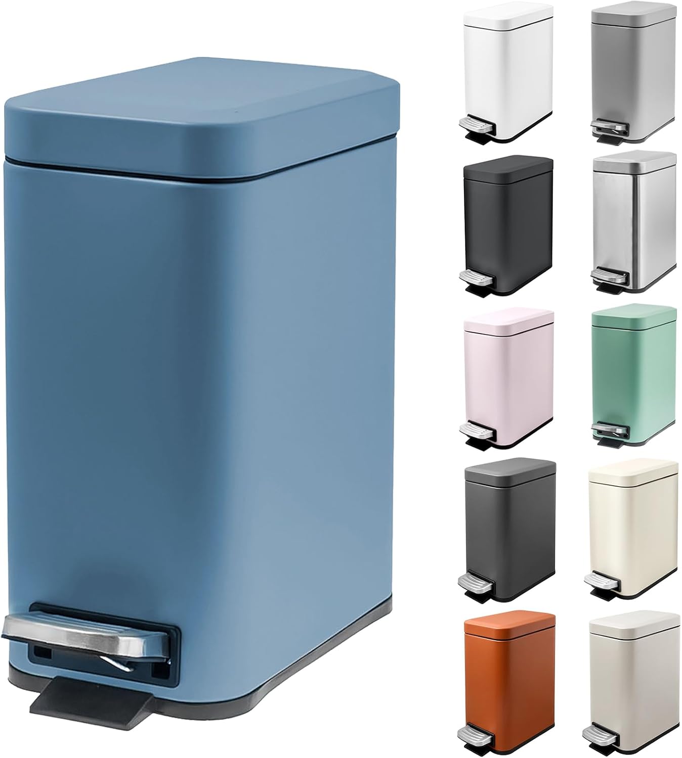 Cubo basura acero inox 1.3gal con tapa suave baño dormitorio