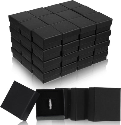 48 Cajas Regalo Joyería 2x2x1.2pulg con Arete Espuma Negro