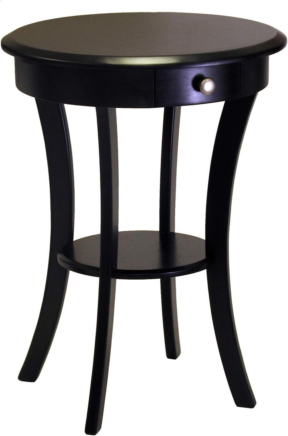 Mesa auxiliar Sasha con cajón patas curvas madera negro